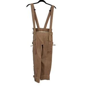 Marni Tan 100% Leather Cargo Suspender Overall IT 38 Made in Italy Gold Hardware